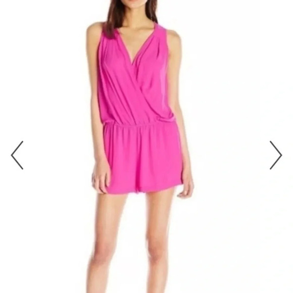 BCBGMAXAZRIA | "Thalia" Fuchsia Romper Sleeveless Pockets Shorts Pink Size Small - Picture 1 of 13